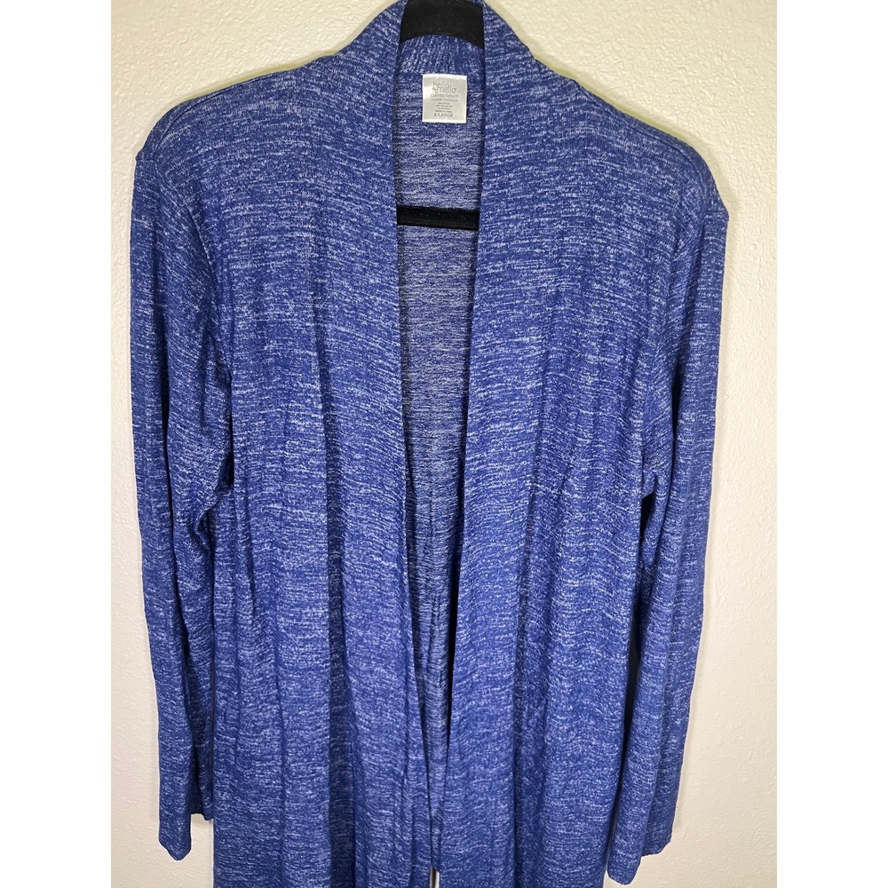 Hello Mello Carefree Threads Flyaway Cardigan Womens XL Blue Marl Travel Pouch - Picture 9 of 13